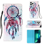 3D 繪畫橫向翻蓋皮革手機殼，適用於 iPhone 16 Pro、iPhone 16 Plus、iPhone 16、iPhone 15 Pro Max、iPhone 15 Pro、iPhone 15 Plus