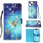 3D 繪畫橫向翻蓋皮革手機殼，適用於 iPhone 16 Pro、iPhone 16 Plus、iPhone 16、iPhone 15 Pro Max、iPhone 15 Pro、iPhone 15 Plus