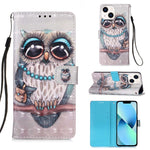 3D 繪畫橫向翻蓋皮革手機殼，適用於 iPhone 16 Pro、iPhone 16 Plus、iPhone 16、iPhone 15 Pro Max、iPhone 15 Pro、iPhone 15 Plus