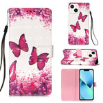 3D 繪畫橫向翻蓋皮革手機殼，適用於 iPhone 16 Pro、iPhone 16 Plus、iPhone 16、iPhone 15 Pro Max、iPhone 15 Pro、iPhone 15 Plus
