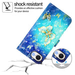 3D 繪畫橫向翻蓋皮革手機殼，適用於 iPhone 17e / 16e、iPhone 17 Pro Max、iPhone 17 Pro、iPhone 17、iPhone Air、iPhone 16 Pro Max