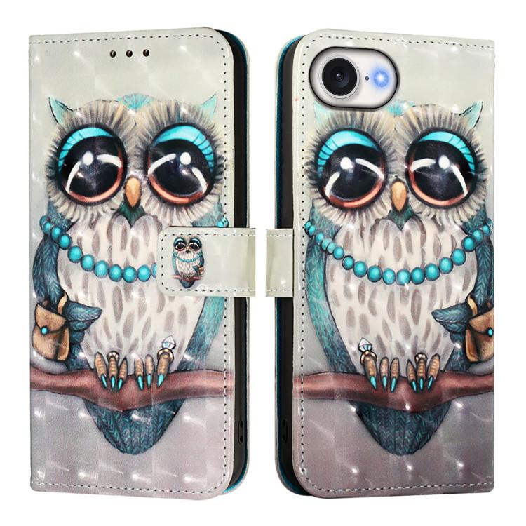 3D 繪畫橫向翻蓋皮革手機殼，適用於 iPhone 17e / 16e、iPhone 17 Pro Max、iPhone 17 Pro、iPhone 17、iPhone Air、iPhone 16 Pro Max