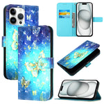 3D 繪畫橫向翻蓋皮革手機殼，適用於 iPhone 17e / 16e、iPhone 17 Pro Max、iPhone 17 Pro、iPhone 17、iPhone Air、iPhone 16 Pro Max