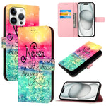 3D 繪畫橫向翻蓋皮革手機殼，適用於 iPhone 17e / 16e、iPhone 17 Pro Max、iPhone 17 Pro、iPhone 17、iPhone Air、iPhone 16 Pro Max