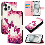 3D 繪畫橫向翻蓋皮革手機殼，適用於 iPhone 17e / 16e、iPhone 17 Pro Max、iPhone 17 Pro、iPhone 17、iPhone Air、iPhone 16 Pro Max