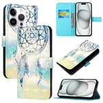 3D 繪畫橫向翻蓋皮革手機殼，適用於 iPhone 16 Pro、iPhone 16 Plus、iPhone 16、iPhone 15 Pro Max、iPhone 15 Pro、iPhone 15 Plus