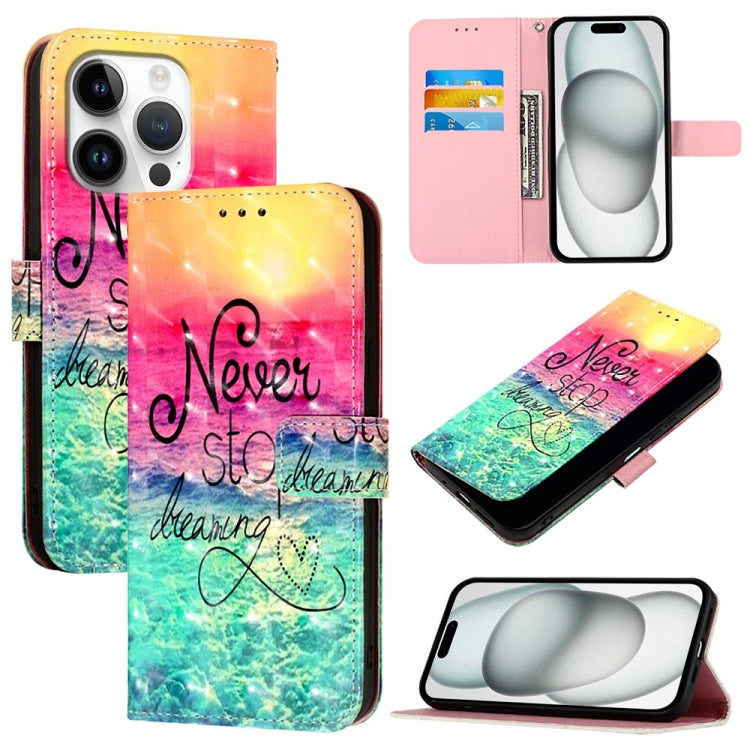 3D 繪畫橫向翻蓋皮革手機殼，適用於 iPhone 16 Pro、iPhone 16 Plus、iPhone 16、iPhone 15 Pro Max、iPhone 15 Pro、iPhone 15 Plus