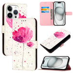 3D 繪畫橫向翻蓋皮革手機殼，適用於 iPhone 16 Pro、iPhone 16 Plus、iPhone 16、iPhone 15 Pro Max、iPhone 15 Pro、iPhone 15 Plus