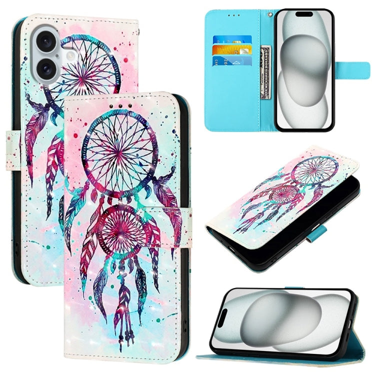 3D 繪畫橫向翻蓋皮革手機殼，適用於 iPhone 16 Pro、iPhone 16 Plus、iPhone 16、iPhone 15 Pro Max、iPhone 15 Pro、iPhone 15 Plus