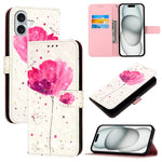 3D 繪畫橫向翻蓋皮革手機殼，適用於 iPhone 16 Pro、iPhone 16 Plus、iPhone 16、iPhone 15 Pro Max、iPhone 15 Pro、iPhone 15 Plus