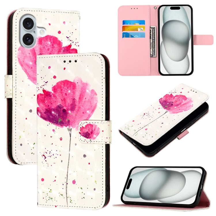 3D 繪畫橫向翻蓋皮革手機殼，適用於 iPhone 16 Pro、iPhone 16 Plus、iPhone 16、iPhone 15 Pro Max、iPhone 15 Pro、iPhone 15 Plus