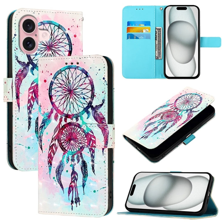 3D 繪畫橫向翻蓋皮革手機殼，適用於 iPhone 16 Pro、iPhone 16 Plus、iPhone 16、iPhone 15 Pro Max、iPhone 15 Pro、iPhone 15 Plus