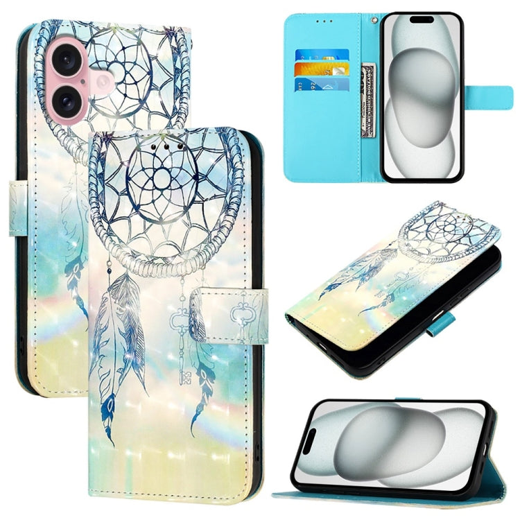 3D 繪畫橫向翻蓋皮革手機殼，適用於 iPhone 16 Pro、iPhone 16 Plus、iPhone 16、iPhone 15 Pro Max、iPhone 15 Pro、iPhone 15 Plus