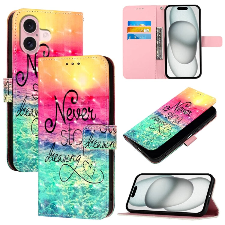 3D 繪畫橫向翻蓋皮革手機殼，適用於 iPhone 16 Pro、iPhone 16 Plus、iPhone 16、iPhone 15 Pro Max、iPhone 15 Pro、iPhone 15 Plus