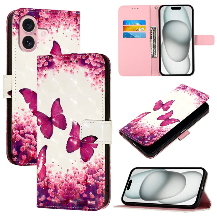 3D 繪畫橫向翻蓋皮革手機殼，適用於 iPhone 16 Pro、iPhone 16 Plus、iPhone 16、iPhone 15 Pro Max、iPhone 15 Pro、iPhone 15 Plus