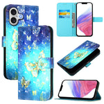 3D 繪畫橫向翻蓋皮革手機殼，適用於 iPhone 17e / 16e、iPhone 17 Pro Max、iPhone 17 Pro、iPhone 17、iPhone Air、iPhone 16 Pro Max
