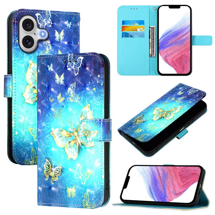 3D 繪畫橫向翻蓋皮革手機殼，適用於 iPhone 17e / 16e、iPhone 17 Pro Max、iPhone 17 Pro、iPhone 17、iPhone Air、iPhone 16 Pro Max