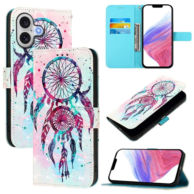 3D 繪畫橫向翻蓋皮革手機殼，適用於 iPhone 17e / 16e、iPhone 17 Pro Max、iPhone 17 Pro、iPhone 17、iPhone Air、iPhone 16 Pro Max