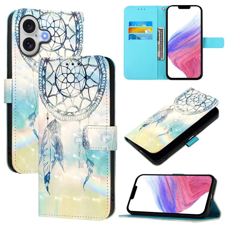 3D 繪畫橫向翻蓋皮革手機殼，適用於 iPhone 17e / 16e、iPhone 17 Pro Max、iPhone 17 Pro、iPhone 17、iPhone Air、iPhone 16 Pro Max