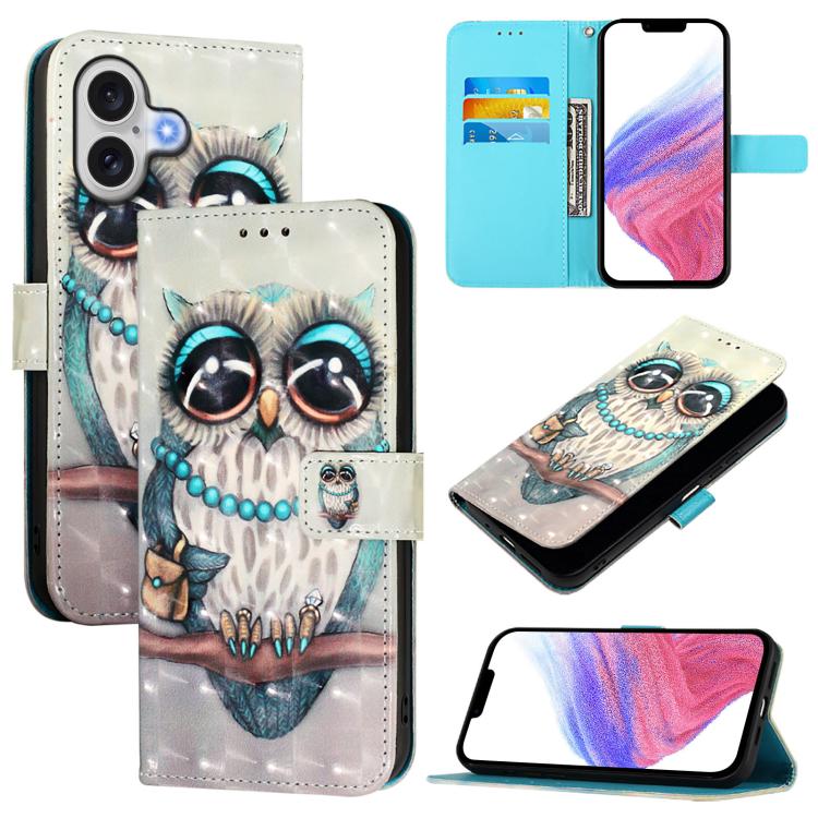 3D 繪畫橫向翻蓋皮革手機殼，適用於 iPhone 17e / 16e、iPhone 17 Pro Max、iPhone 17 Pro、iPhone 17、iPhone Air、iPhone 16 Pro Max