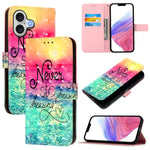 3D 繪畫橫向翻蓋皮革手機殼，適用於 iPhone 17e / 16e、iPhone 17 Pro Max、iPhone 17 Pro、iPhone 17、iPhone Air、iPhone 16 Pro Max