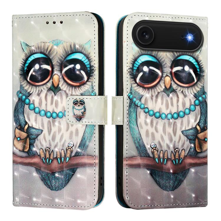 3D 繪畫橫向翻蓋皮革手機殼，適用於 iPhone 17e / 16e、iPhone 17 Pro Max、iPhone 17 Pro、iPhone 17、iPhone Air、iPhone 16 Pro Max