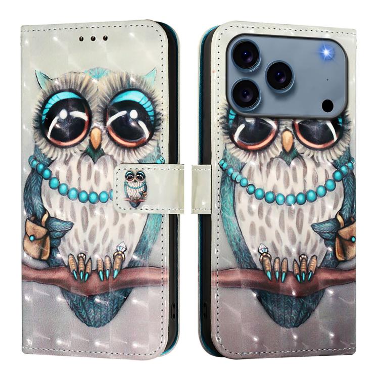 3D 繪畫橫向翻蓋皮革手機殼，適用於 iPhone 17e / 16e、iPhone 17 Pro Max、iPhone 17 Pro、iPhone 17、iPhone Air、iPhone 16 Pro Max