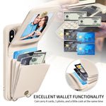 斜背掛繩拉鍊錢包皮革手機殼，適用於 iPhone XS Max、iPhone 7 Plus / 8 Plus