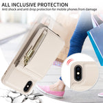 斜背掛繩拉鍊錢包皮革手機殼，適用於 iPhone XS Max、iPhone 7 Plus / 8 Plus