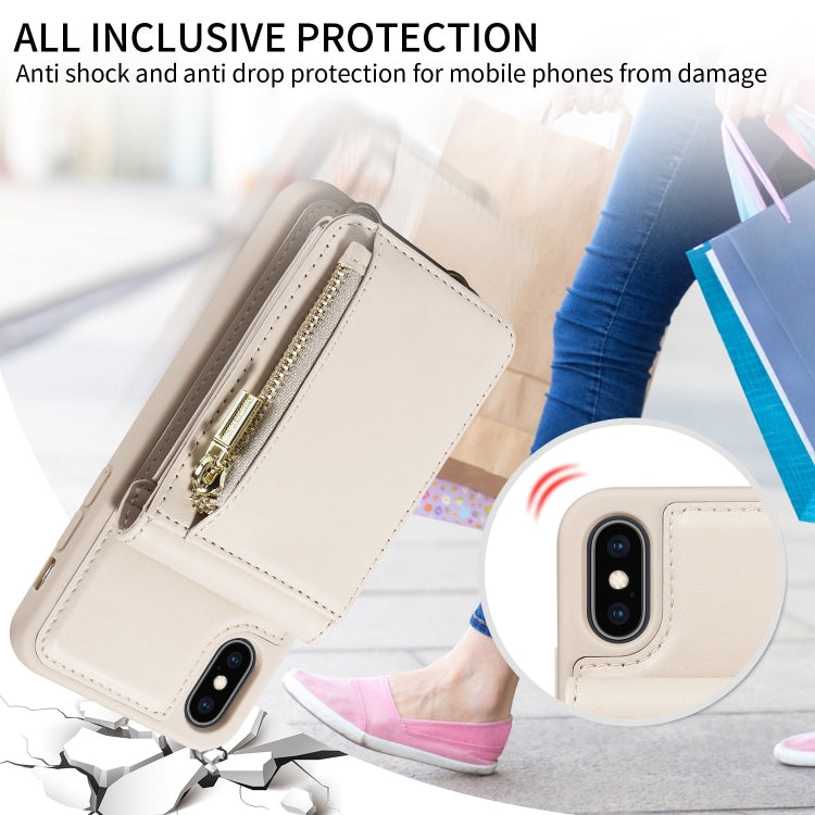 斜背掛繩拉鍊錢包皮革手機殼，適用於 iPhone XS Max、iPhone 7 Plus / 8 Plus