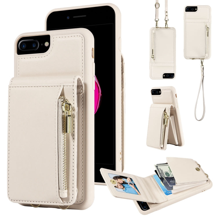 斜背掛繩拉鍊錢包皮革手機殼，適用於 iPhone XS Max、iPhone 7 Plus / 8 Plus