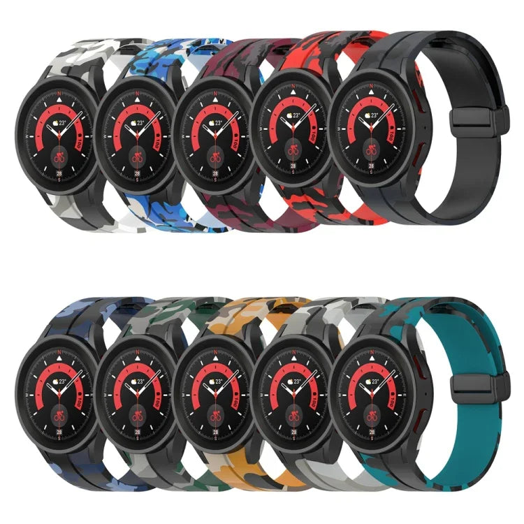 磁性扣迷彩矽膠錶帶，適用於 Samsung Galaxy Watch5 / 5 Pro / Watch 4 / 4 Classic