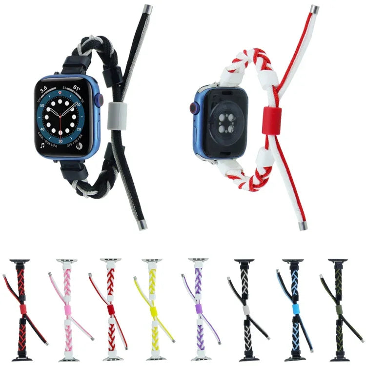 矽膠豆編織尼龍錶帶，適用於 Apple Watch 42mm，適用於 Apple Watch 38mm