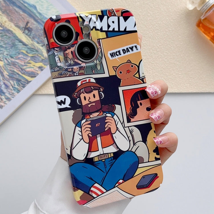Painted Pattern Precise Hole PC Phone Case, For iPhone 15