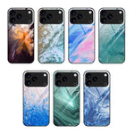 大理石紋玻璃保護手機殼，適用於 iPhone 17 Pro Max、iPhone 17 Pro、iPhone 17、iPhone Air、iPhone 15 Pro Max、iPhone 15 Pro