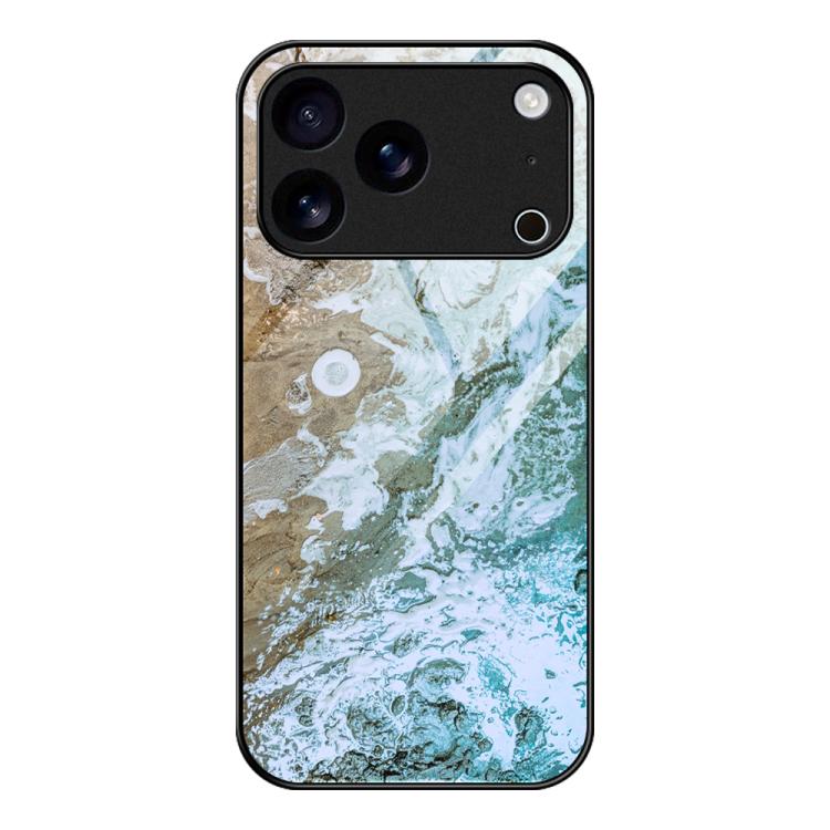 大理石紋玻璃保護手機殼，適用於 iPhone 17 Pro Max、iPhone 17 Pro、iPhone 17、iPhone Air、iPhone 15 Pro Max、iPhone 15 Pro