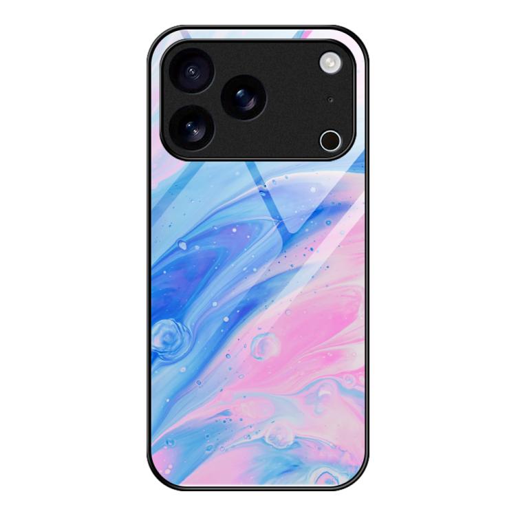 大理石紋玻璃保護手機殼，適用於 iPhone 17 Pro Max、iPhone 17 Pro、iPhone 17、iPhone Air、iPhone 15 Pro Max、iPhone 15 Pro