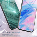 大理石紋玻璃保護手機殼，適用於 iPhone 17 Pro Max、iPhone 17 Pro、iPhone 17、iPhone Air、iPhone 15 Pro Max、iPhone 15 Pro