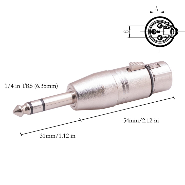 LZ1179 6.35毫米1/4 TRS公頭轉XLR三針母頭轉接器，LZ1179