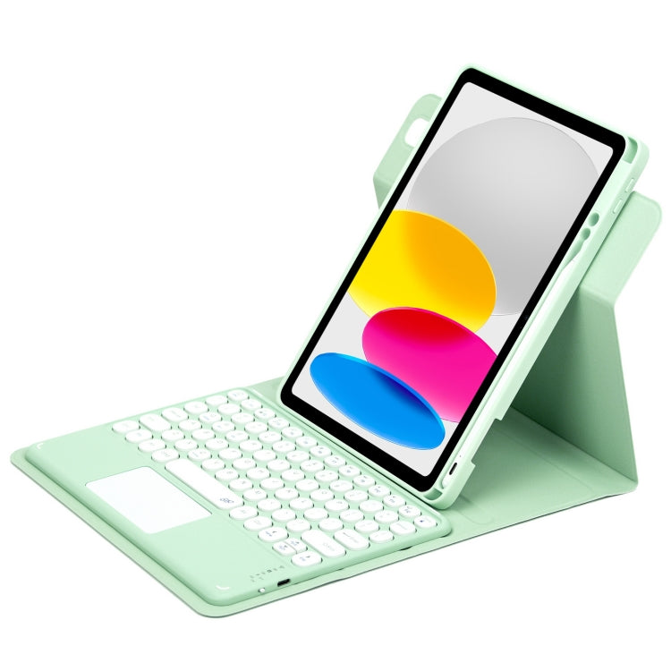 圓形按鈕 360 度可旋轉藍牙鍵盤皮套帶觸控板，適用於 iPad 第十代 10.9 2022，iPad Air 2022 / iPad Pro 11 2021，iPad 10.2 2021 / Air 2019