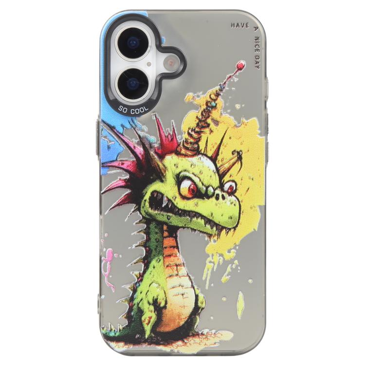 動物圖案油畫系列PC + TPU手機殼，適用於iPhone 16 Plus