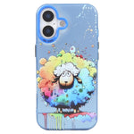 動物圖案油畫系列PC + TPU手機殼，適用於iPhone 16 Plus