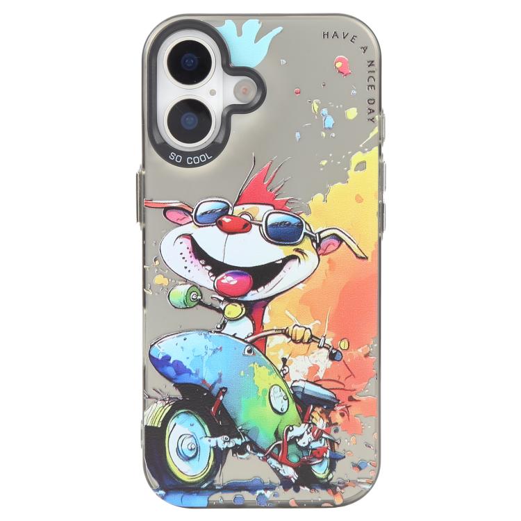動物圖案油畫系列PC + TPU手機殼，適用於iPhone 16 Plus