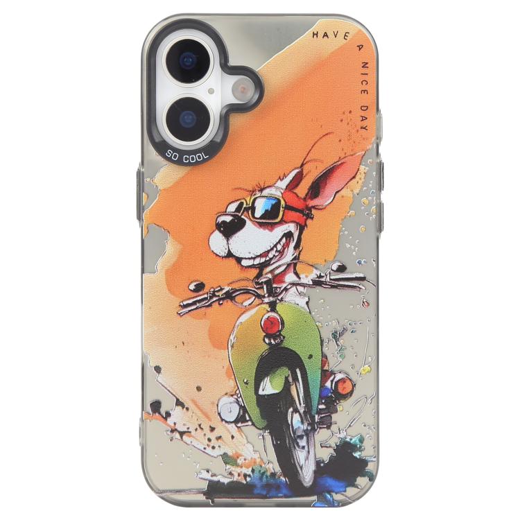 動物圖案油畫系列PC + TPU手機殼，適用於iPhone 16 Plus