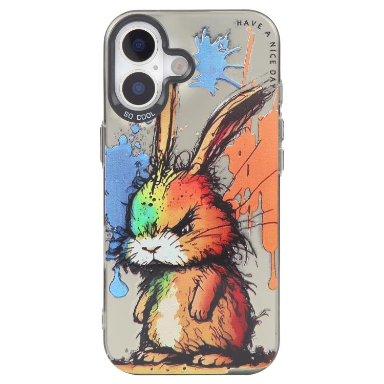 動物圖案油畫系列PC + TPU手機殼，適用於iPhone 16 Plus