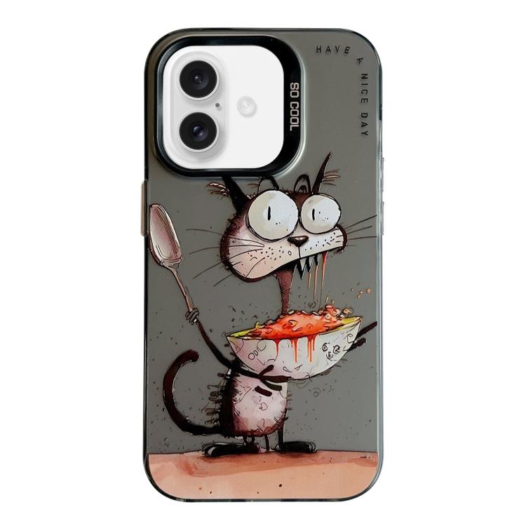 動物圖案油畫系列PC + TPU手機殼，適用於iPhone 16 Pro Max