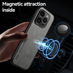 皮膚觸感磁吸皮革背蓋手機殼，適用於iPhone 14、iPhone 14 Pro、iPhone 14 Pro Max