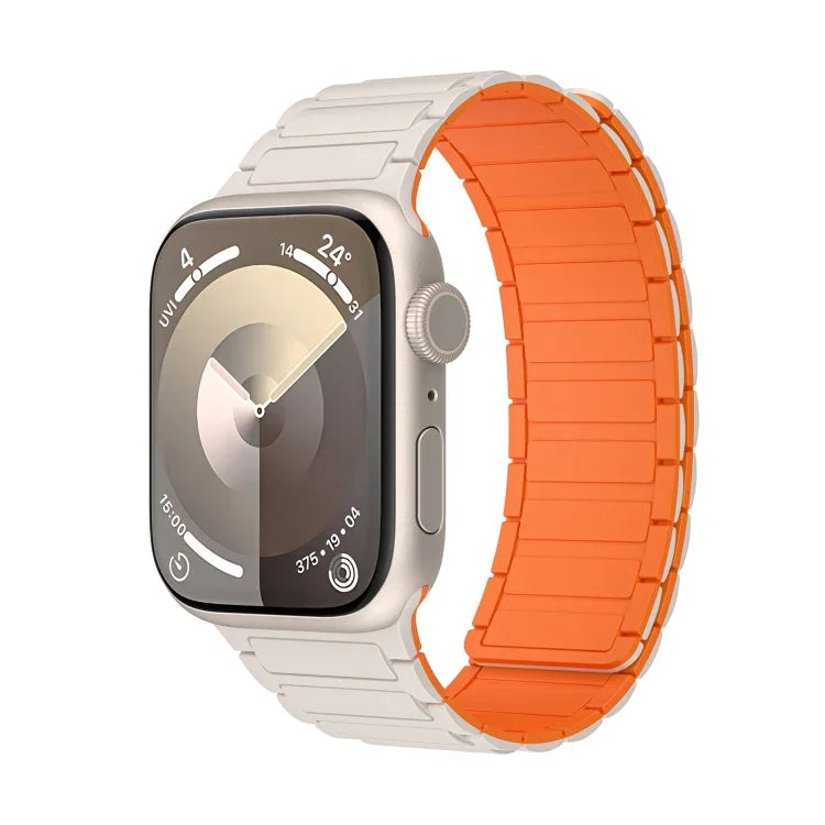 磁性環矽膠錶帶，適用於 Apple Watch SE 2022 44mm，適用於 Apple Watch Series 7 41mm，適用於 Apple Watch Series 7 45mm