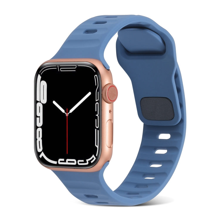 方扣條紋矽膠錶帶，適用於 Apple Watch Ultra 2 49mm，適用於 Apple Watch Series 9 45mm