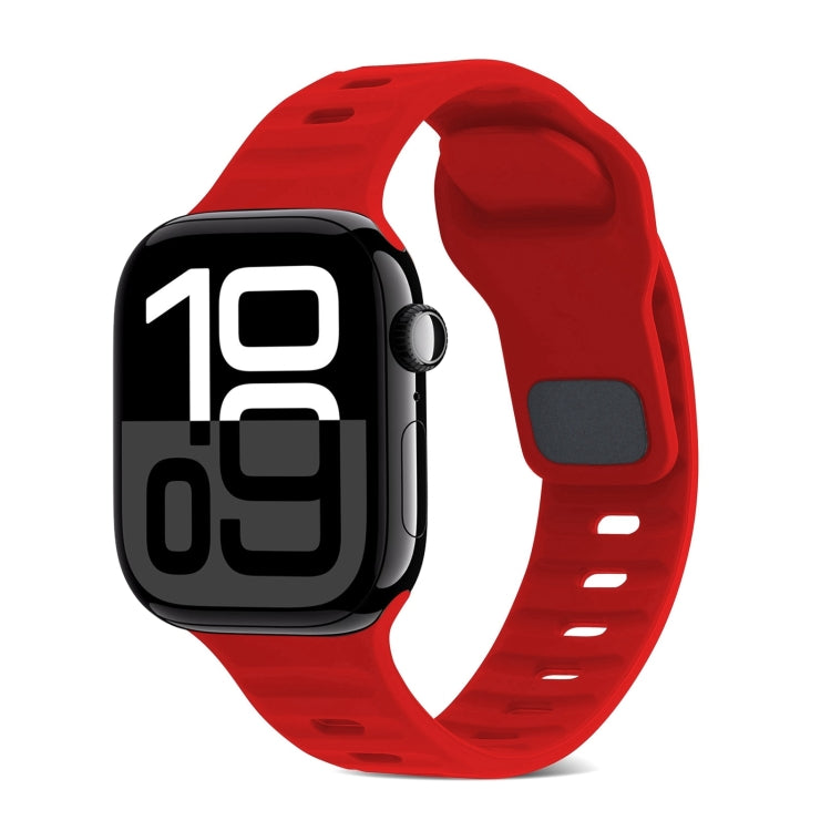 方扣條紋矽膠錶帶，適用於 Apple Watch Series 10 46mm，適用於 Apple Watch Series 10 42mm